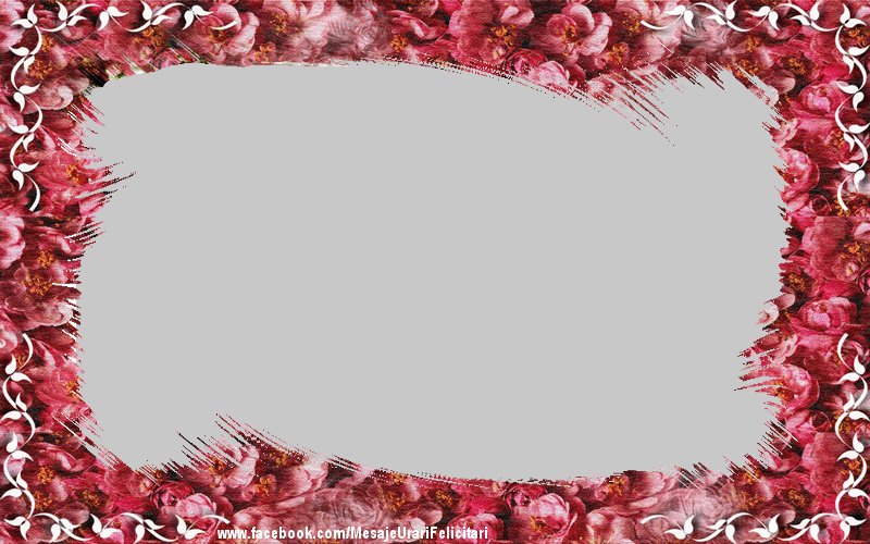 Felicitari personalizate cu poza ta - Ramă foto cu flori roz