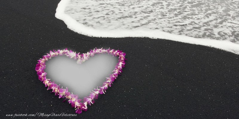 Felicitari personalizate cu poza ta - ❤️❤️❤️ Imagine cu ramă foto in formă de inimă pe plajă