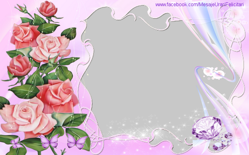 Felicitari personalizate cu poza ta - Rama foto cu trandafiri
