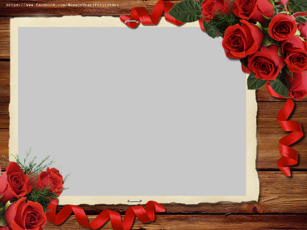 Felicitari personalizate cu poza ta - Rama foto cu trandafiri rosii