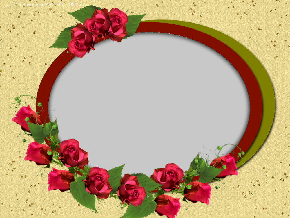 Felicitari personalizate cu poza ta - Rama foto ovală cu trandafiri
