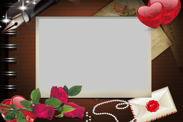 Felicitari personalizate cu poza ta - ❤️❤️❤️🌹 Inimioare & Trandafiri | Rama romantica