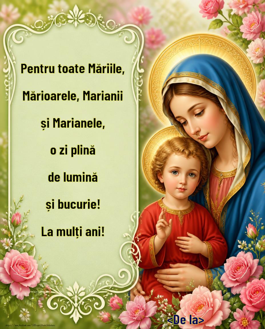 Felicitari personalizate de Sfanta Maria - Pentru toate Măriile