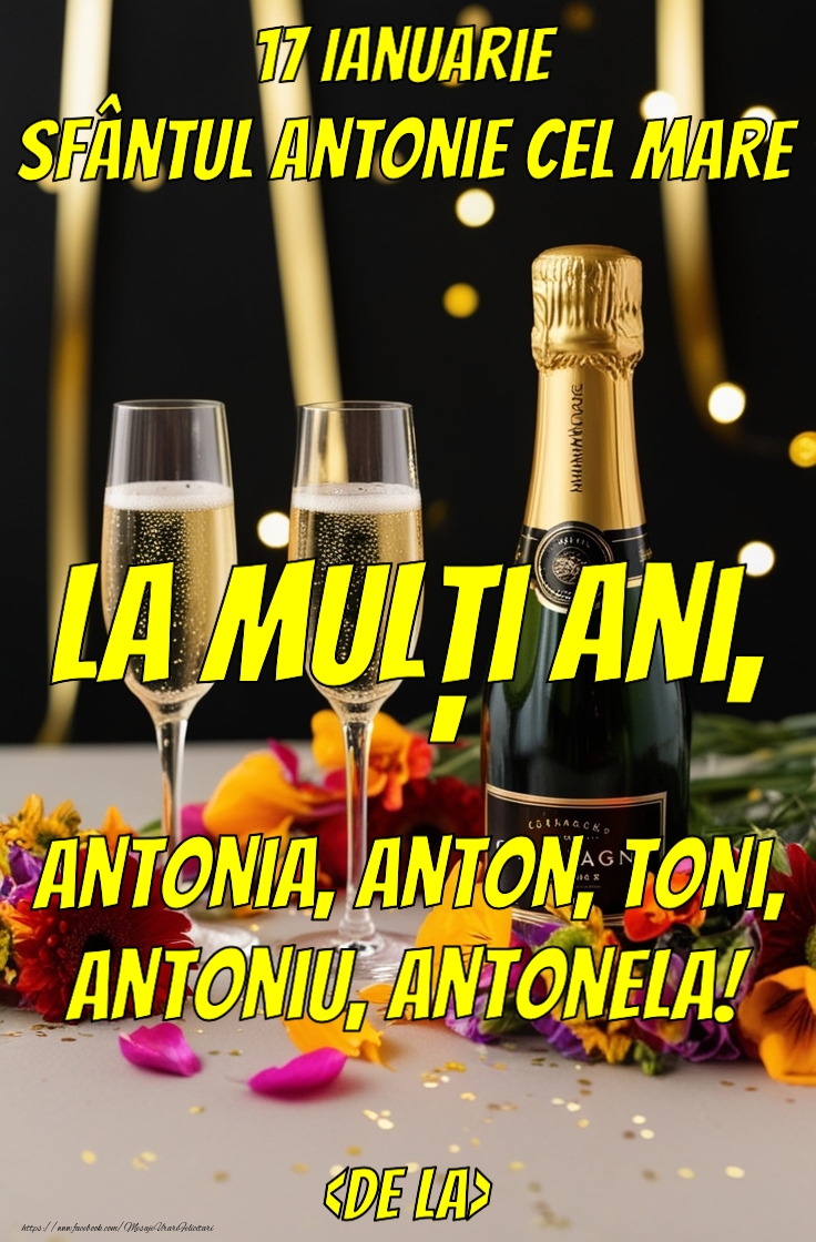 Felicitari personalizate de Sfantul Antonie cel Mare - Felicitare cu derivatele numelui Antoniu
