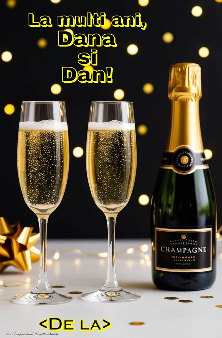 Felicitari personalizate de Sfantul Daniel - Felicitare de Sfantul Daniel cu sampanie