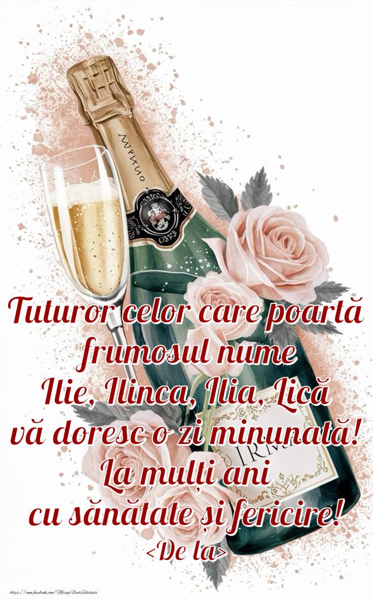 Felicitari personalizate de Sfantul Ilie - Tuturor celor care poartă frumosul nume  Ilie, Ilinca, Ilia, Lică ...