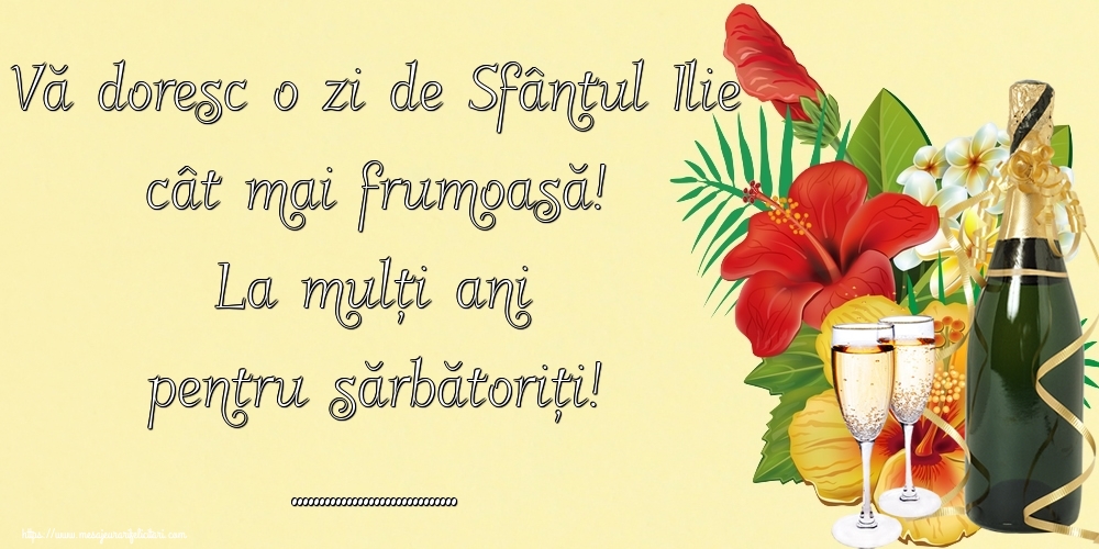 Felicitari personalizate de Sfantul Ilie - Vă doresc o zi de Sfântul Ilie cât mai frumoasă! La mulți ani pentru sărbătoriți! ...