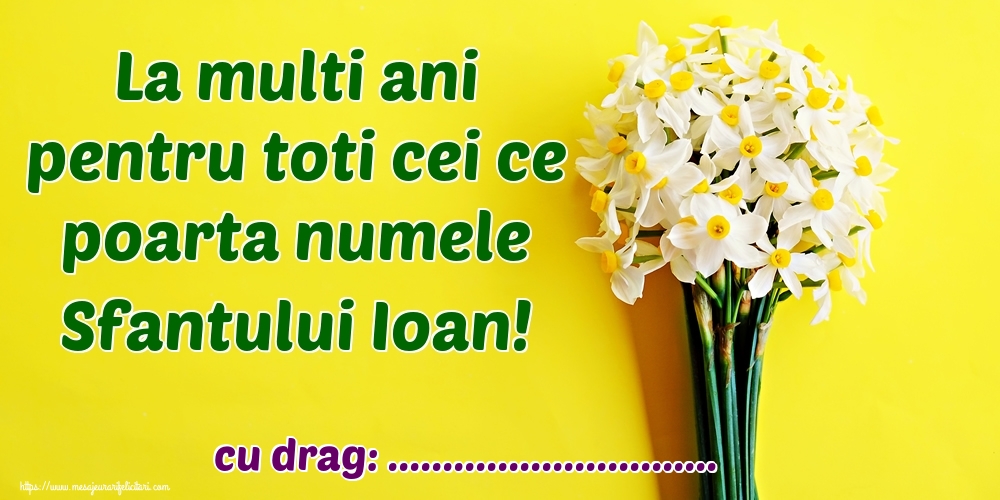Felicitari personalizate de Sfantul Ioan - La multi ani pentru toti cei ce poarta numele Sfantului Ioan! ...