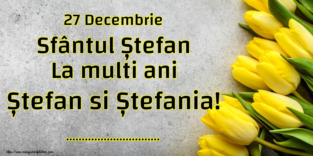 Felicitari personalizate de Sfantul Stefan - 27 Decembrie Sfântul Ștefan La multi ani Ștefan si Ștefania! ...