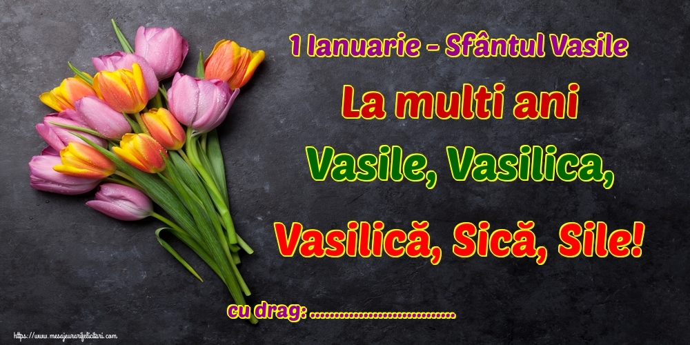 Felicitari personalizate de Sfantul Vasile - 1 Ianuarie - Sfântul Vasile La multi ani Vasile, Vasilica, Vasilică, Sică, Sile! ...!