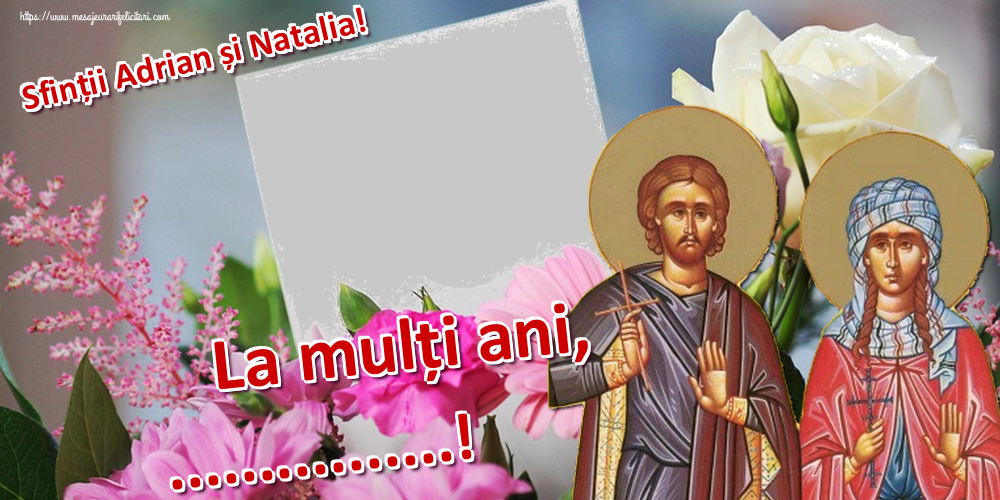 Felicitari personalizate de Sfintii Adrian si Natalia - Sfinții Adrian și Natalia! La mulți ani, ...! - Rama foto