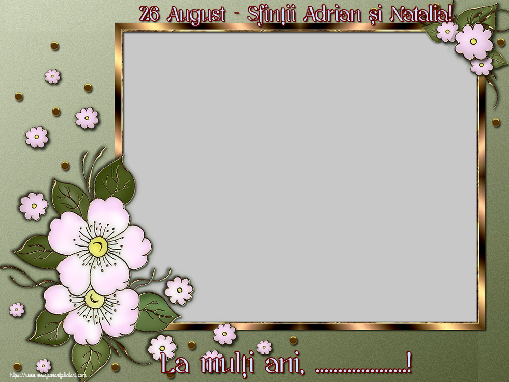 Felicitari personalizate de Sfintii Adrian si Natalia - 26 August - Sfinții Adrian și Natalia! La mulți ani, ...! - Rama foto