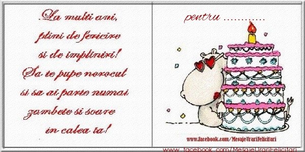 Felicitari personalizate de zi de nastere - La multi ani plini de fericire si de impliniri! pentru ...
