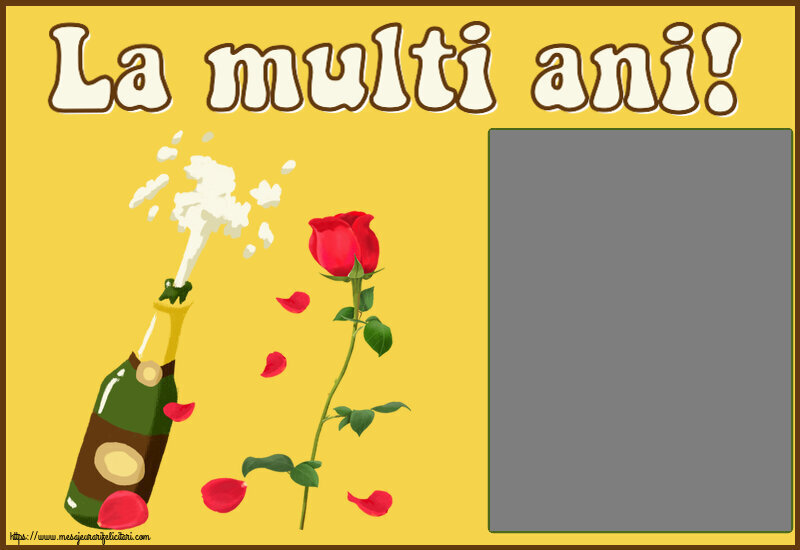 Felicitari personalizate de zi de nastere - Flori & Sampanie & 1 Poza & Ramă Foto | La multi ani! - Rama foto