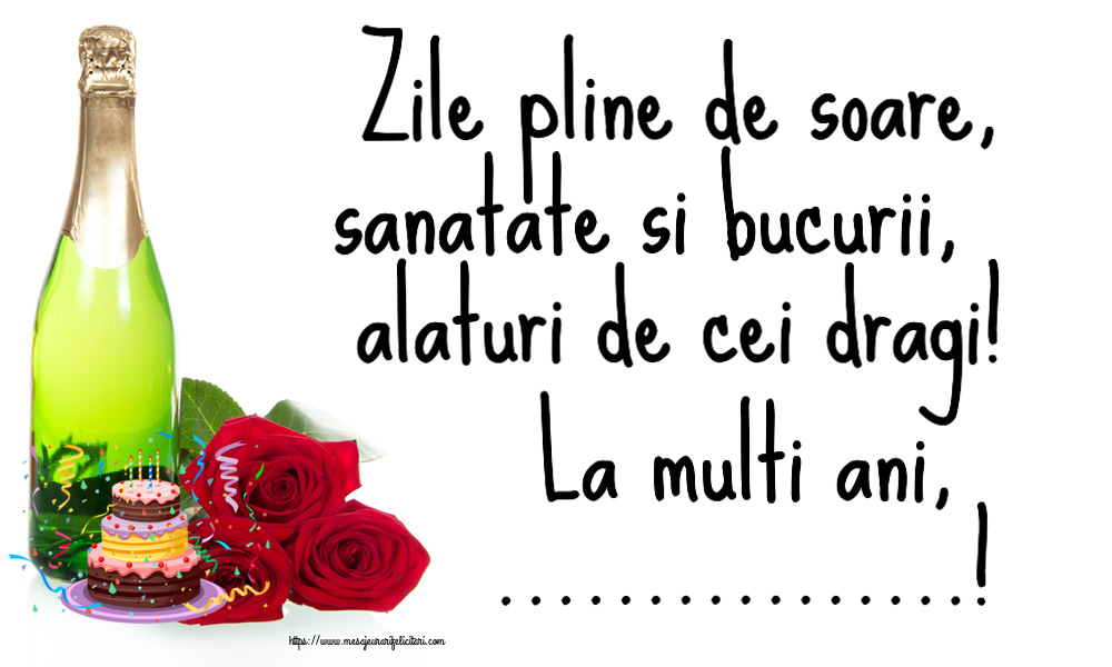 Felicitari personalizate de zi de nastere - Zile pline de soare, sanatate si bucurii, alaturi de cei dragi! La multi ani, ...! ~ tort și confeti