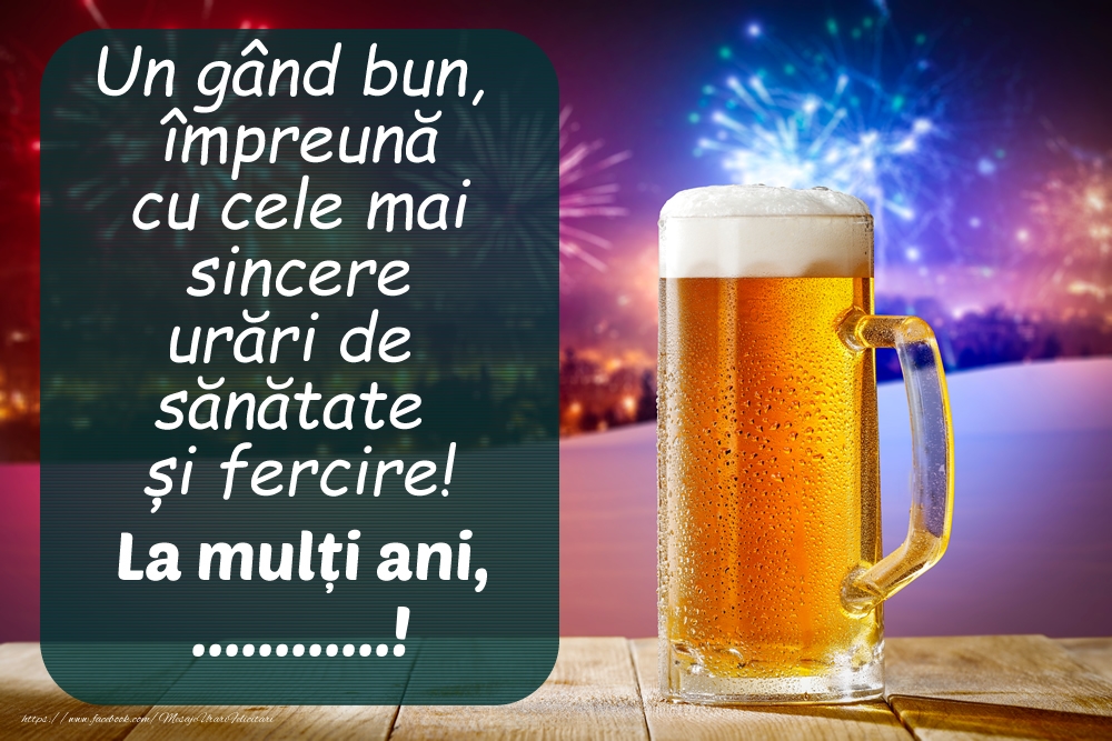 Felicitari personalizate de zi de nastere - Imagine cu halbă de bere și artificii