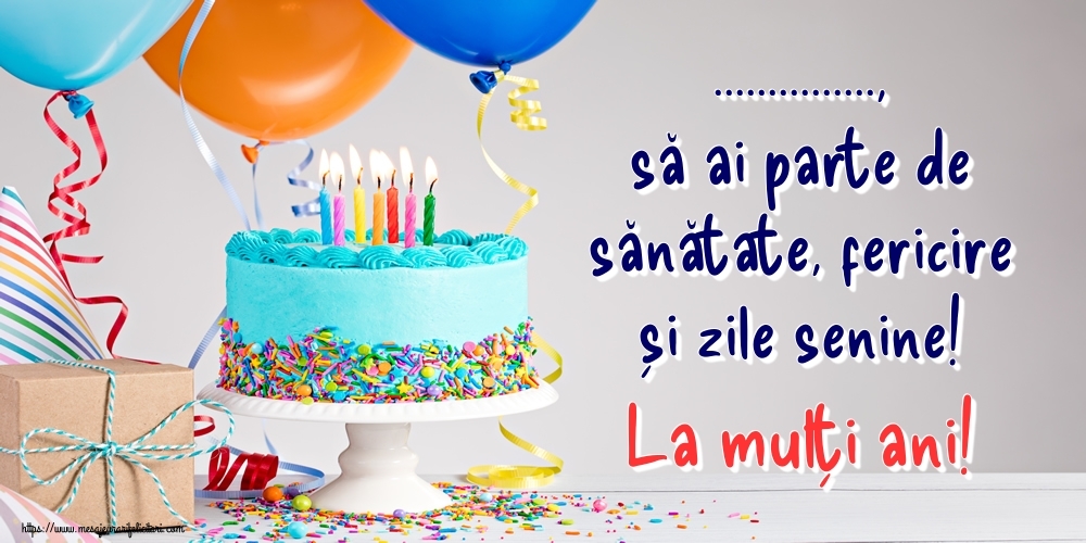 Felicitari personalizate de zi de nastere - Imagine cu tort cu lumânări și baloane