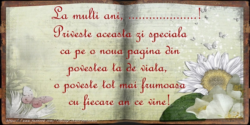 Felicitari personalizate de zi de nastere - La multi ani ...! - fundal abstract cu flori si fluturi