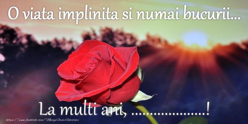 Felicitari personalizate de zi de nastere - O viata implinita si numai bucurii... La multi ani, ...!