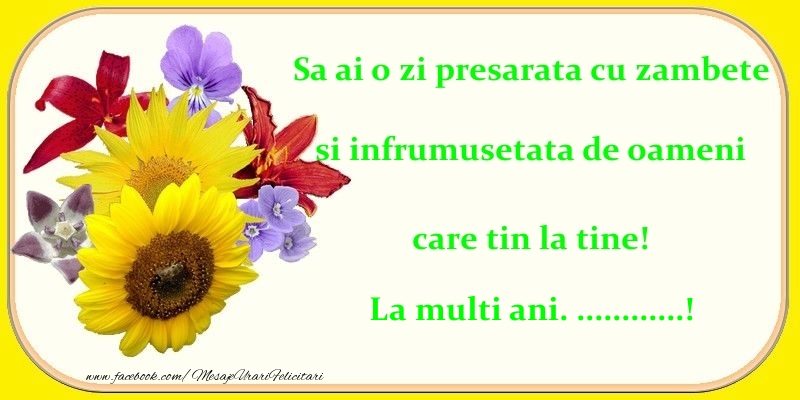 Felicitari personalizate de zi de nastere - Sa ai o zi presarata cu zambete si infrumusetata de oameni care tin la tine! ...