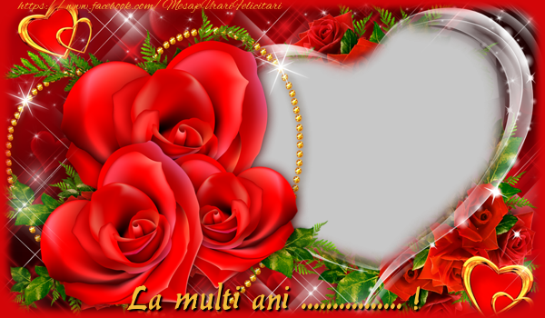 Felicitari personalizate de zi de nastere - ❤️❤️❤️ Inimioare & Trandafiri & 1 Poza & Ramă Foto | La multi ani ... !