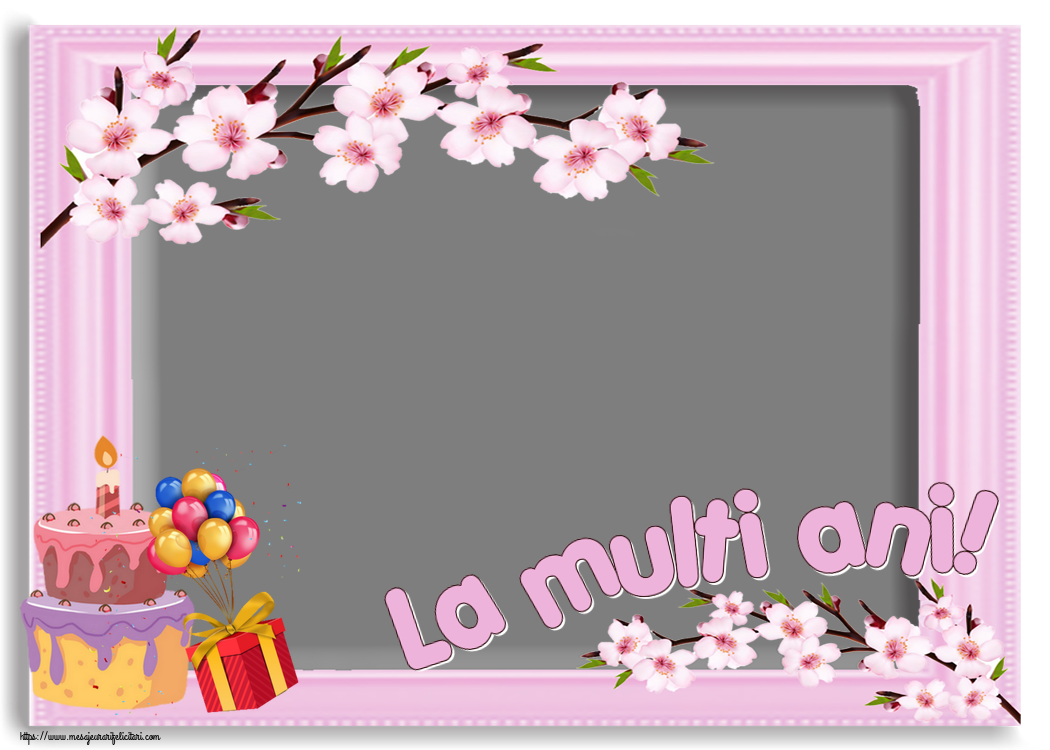 Felicitari personalizate de zi de nastere - La multi ani! - Rama foto ~ tort, baloane și confeti