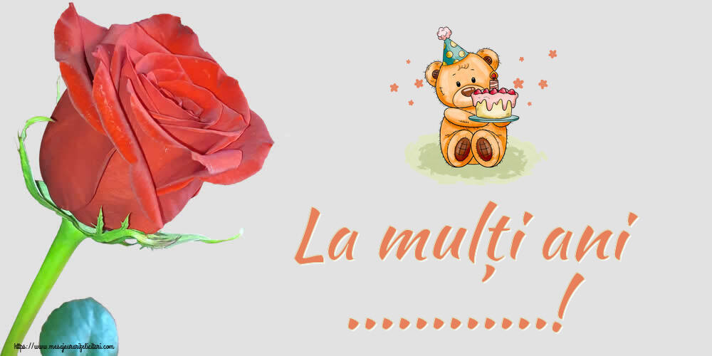 Felicitari personalizate de zi de nastere - La mulți ani ...! ~ un ursulet cu tort