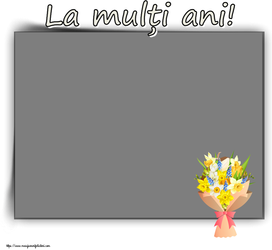 Felicitari personalizate de zi de nastere - La mulți ani! - Rama foto ~ flori galbene, albe și albastre