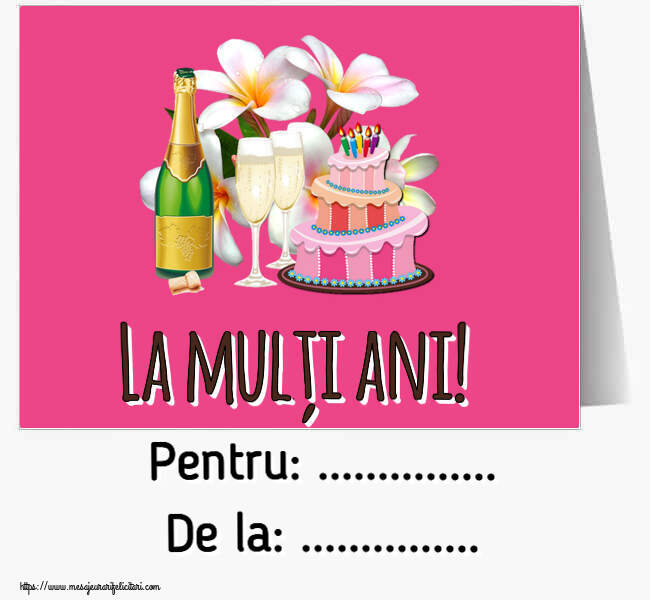 Felicitari personalizate de zi de nastere - Tort & Sampanie & Bărbați | La mulți ani! Pentru: ... De la: ...
