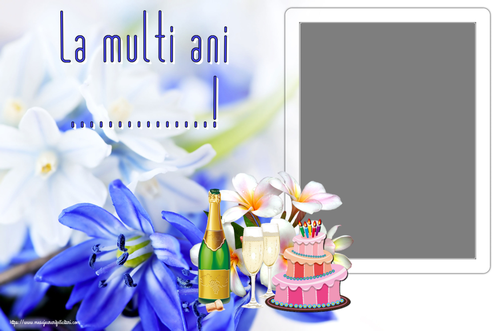 Felicitari personalizate de zi de nastere - Tort & Sampanie & 1 Poza & Ramă Foto & Bărbați | La multi ani ...! - Rama foto