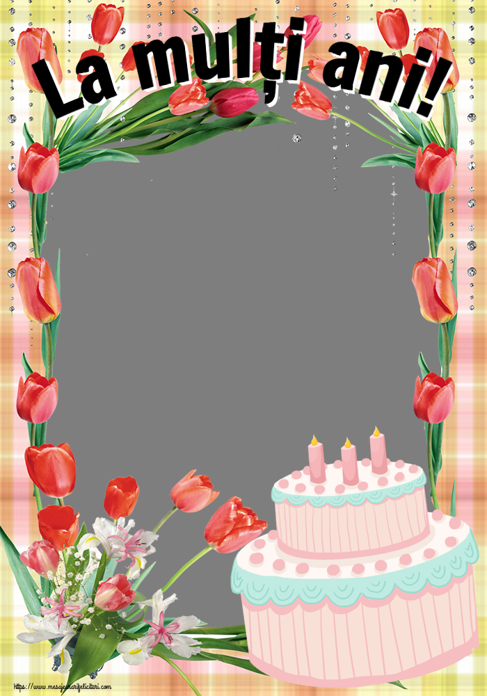 Felicitari personalizate de zi de nastere - Tort & 1 Poza & Ramă Foto | La mulți ani! - Rama foto