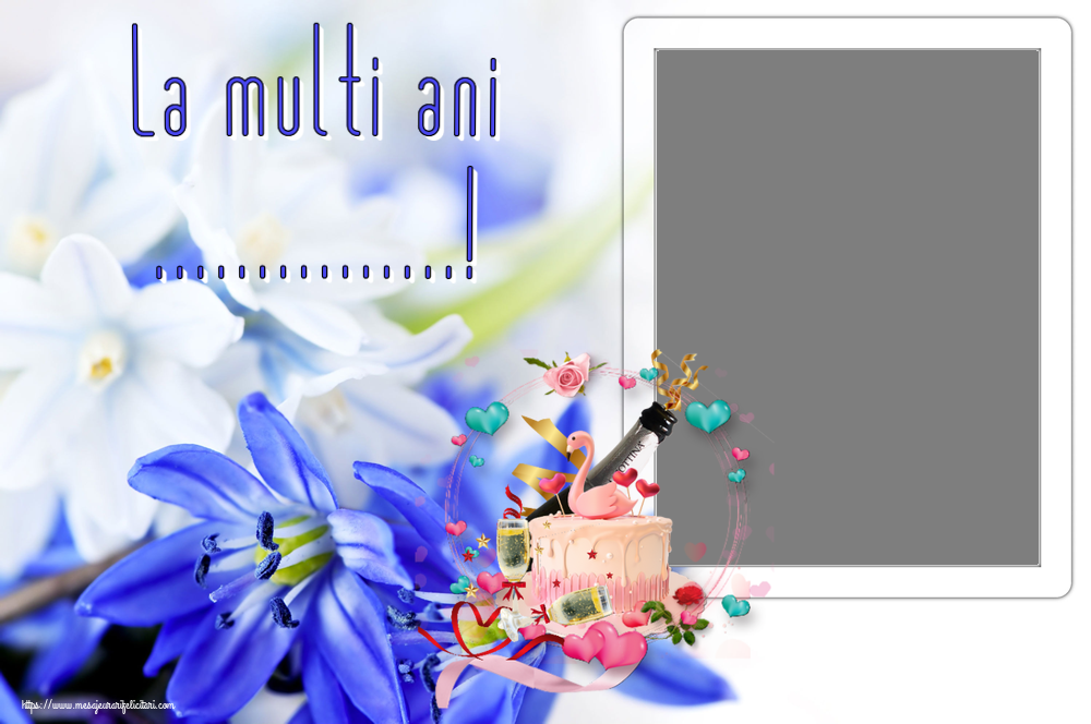 Felicitari personalizate de zi de nastere - La multi ani ...! - Rama foto ~ tort cu lebădă și șampanie