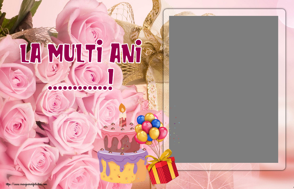 Felicitari personalizate de zi de nastere - La multi ani ...! - Rama foto ~ tort, baloane și confeti