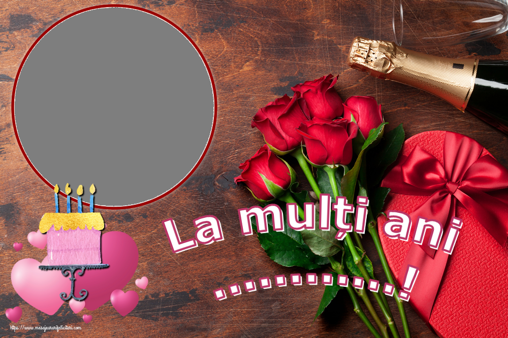 Felicitari personalizate de zi de nastere - Tort & 1 Poza & Ramă Foto | La mulți ani ...! - Rama foto