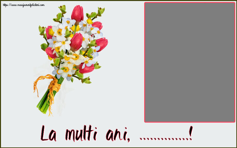 Felicitari personalizate de zi de nastere - Flori & 1 Poza & Ramă Foto & Femei | La multi ani, ...! - Rama foto