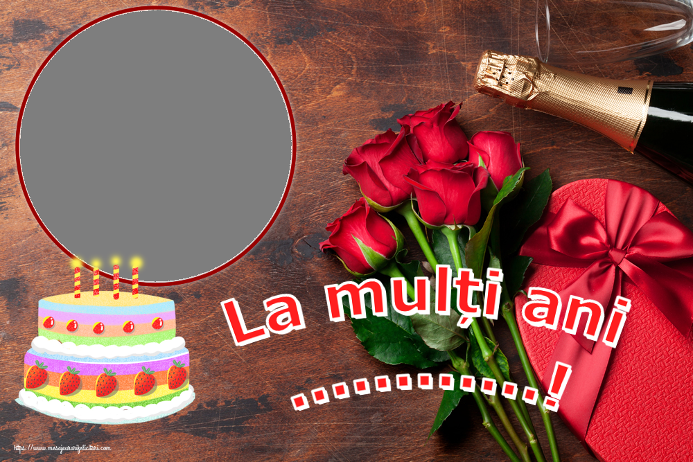 Felicitari personalizate de zi de nastere - Tort & 1 Poza & Ramă Foto | La mulți ani ...! - Rama foto