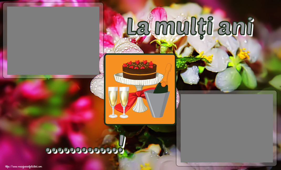 Felicitari personalizate de zi de nastere - La mulți ani ...! - Rama foto ~ clipart tort, șampanie cu pahare
