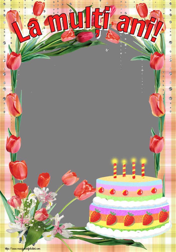 Felicitari personalizate de zi de nastere - La mulți ani! - Rama foto ~ desen tort căpșuni