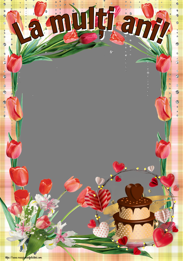 Felicitari personalizate de zi de nastere - La mulți ani! - Rama foto ~ tort de ciocolată cu inimioare