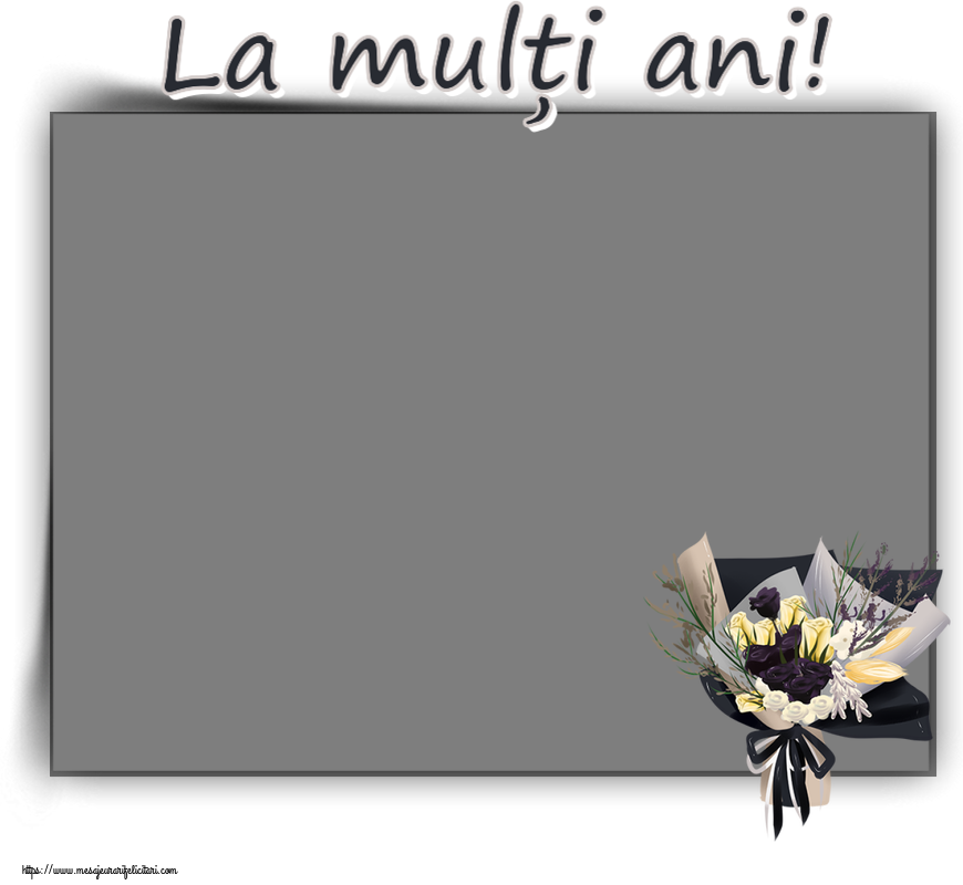 Felicitari personalizate de zi de nastere - La mulți ani! - Rama foto ~ buchet de flori desenat