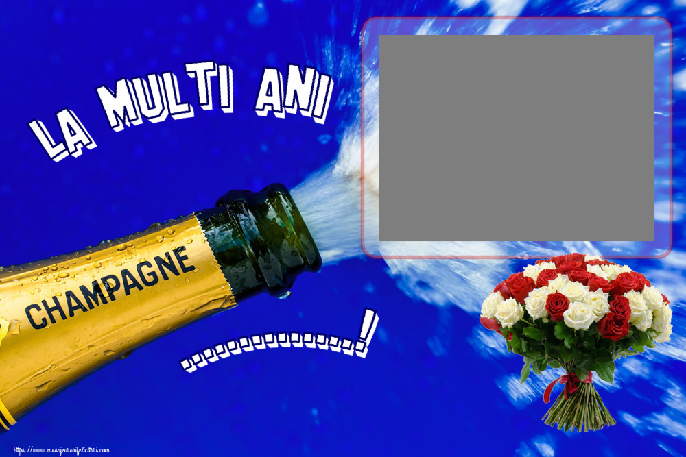 Felicitari personalizate de zi de nastere - La multi ani ...! - Rama foto ~ buchet de trandafiri roșii și albi