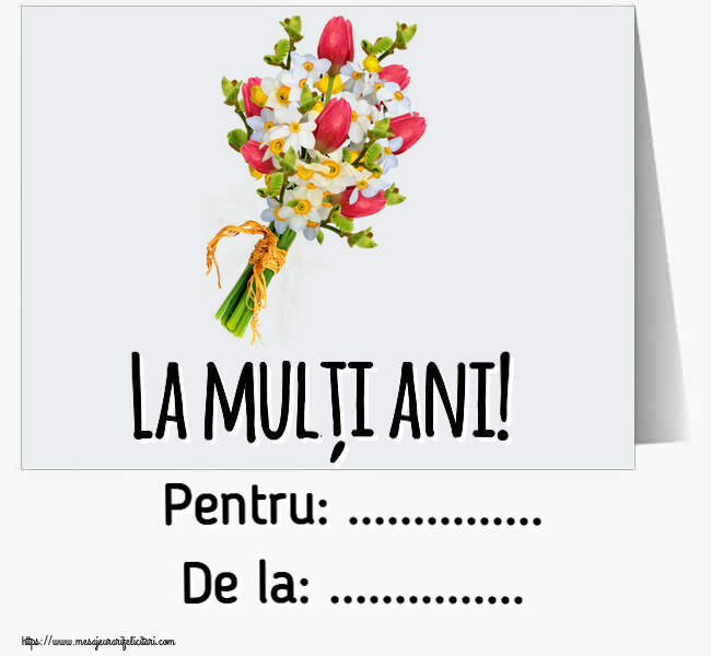 Felicitari personalizate de zi de nastere - La mulți ani! Pentru: ... De la: ...