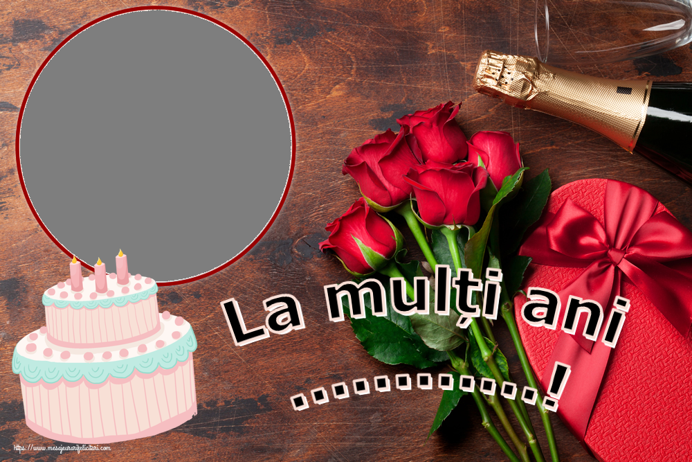 Felicitari personalizate de zi de nastere - La mulți ani ...! - Rama foto ~ tort roz