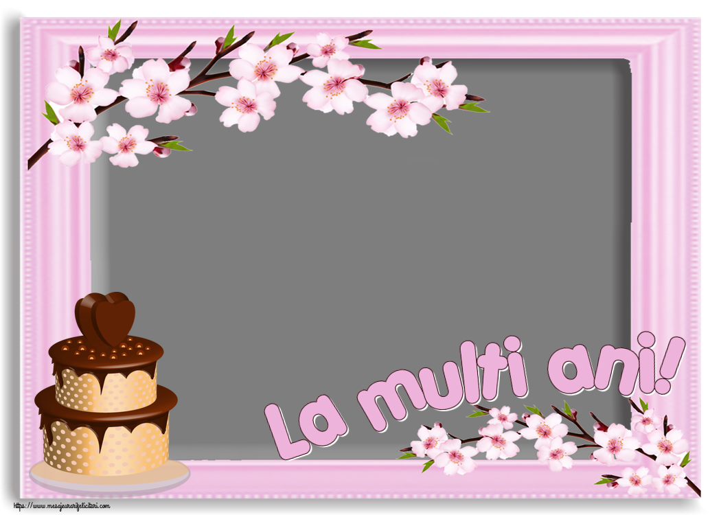 Felicitari personalizate de zi de nastere - Tort & 1 Poza & Ramă Foto | La multi ani! - Rama foto