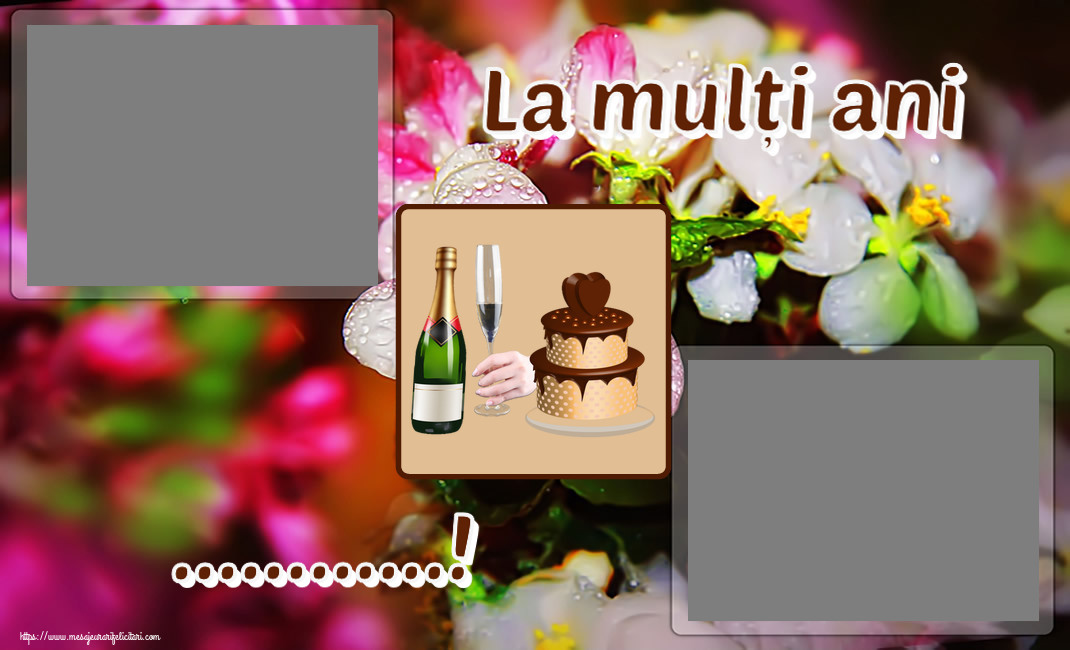Felicitari personalizate de zi de nastere - La mulți ani ...! - Rama foto ~ tort cu inimioara și șampanie
