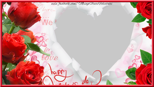 Felicitari personalizate Ziua indragostitilor - Trandafiri & 1 Poza & Ramă Foto | Rama foto personalizate cu inima