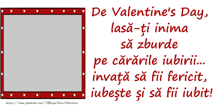 Felicitari personalizate Ziua indragostitilor - ❤️❤️❤️ Inimioare & 1 Poza & Ramă Foto | Mesajul tau de Valentine's Day pentru prieteni