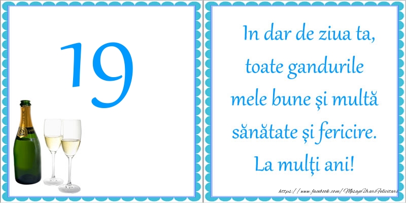 19 ani In dar de ziua ta, toate gandurile mele bune si multa sanatate si fericire! La multi ani!