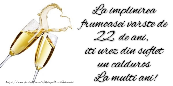 La implinirea frumoasei varste de 22 ani, iti urez din suflet  un calduros La multi ani!