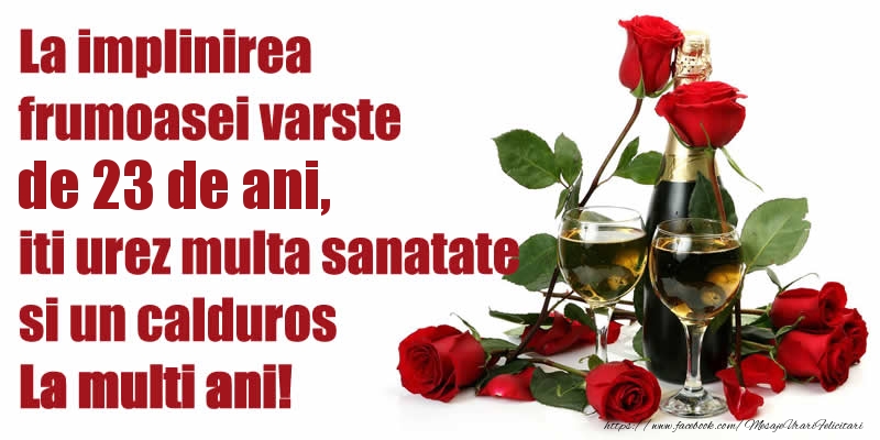 La implinirea frumoasei varste de 23 ani de ani, iti urez multa sanatate si un calduros La multi ani!